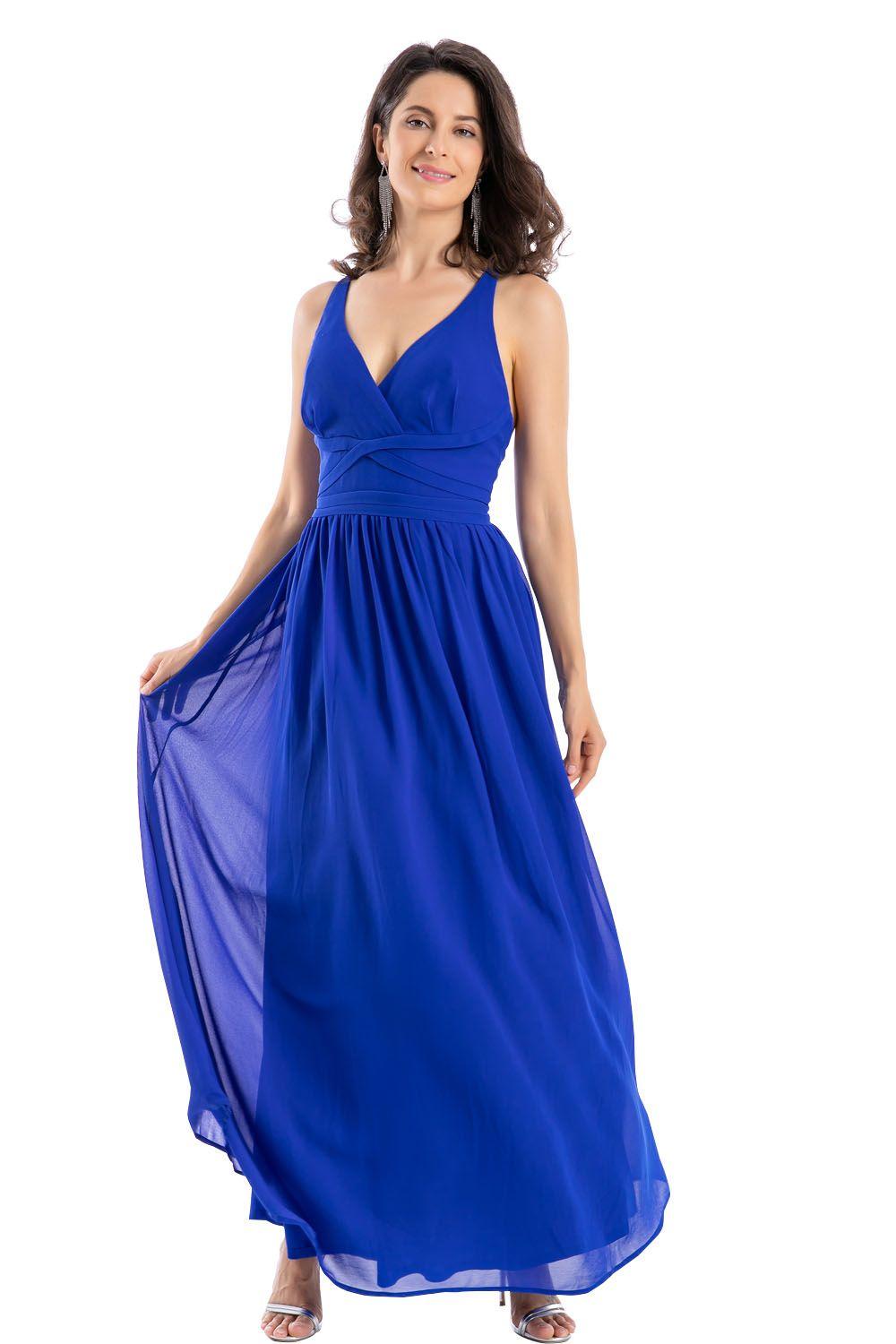 Vestido Fiesta Detalle Sesgo Azul Nicopoly-0