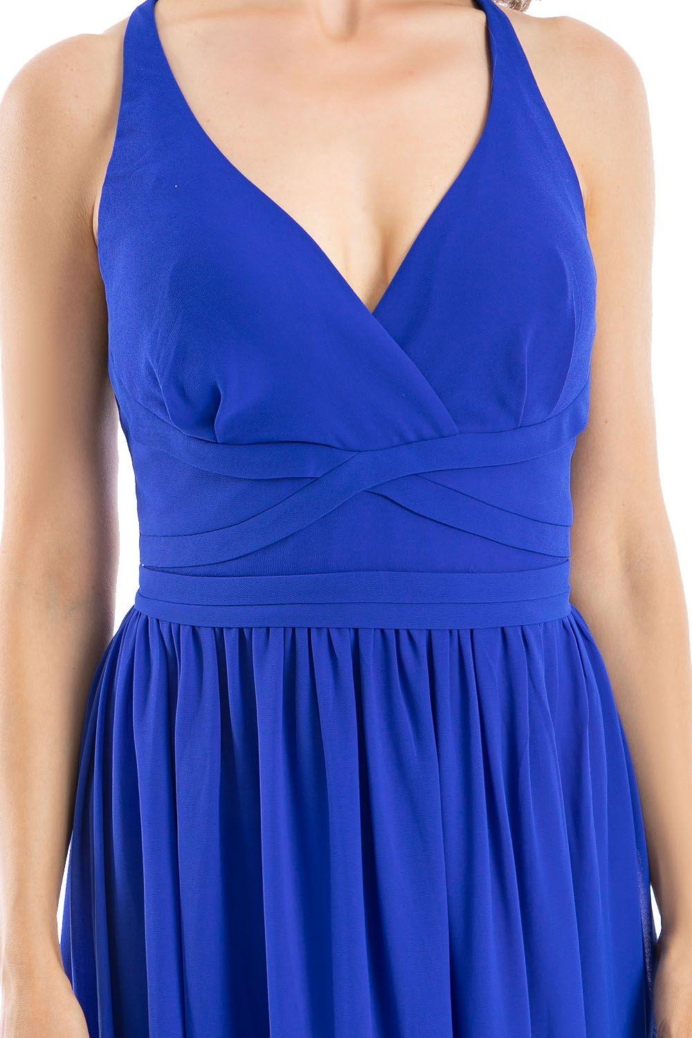 Vestido Fiesta Detalle Sesgo Azul Nicopoly-3