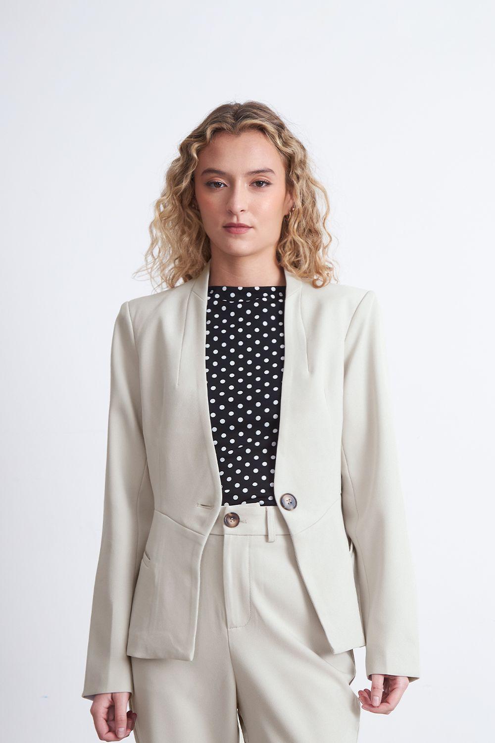 Blazer Básico Sastrero Blanco Nicopoly-0