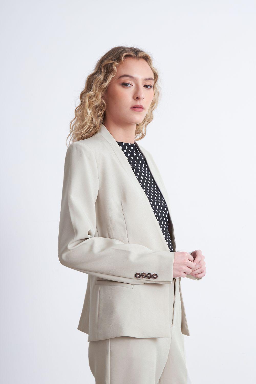 Blazer Básico Sastrero Blanco Nicopoly-2