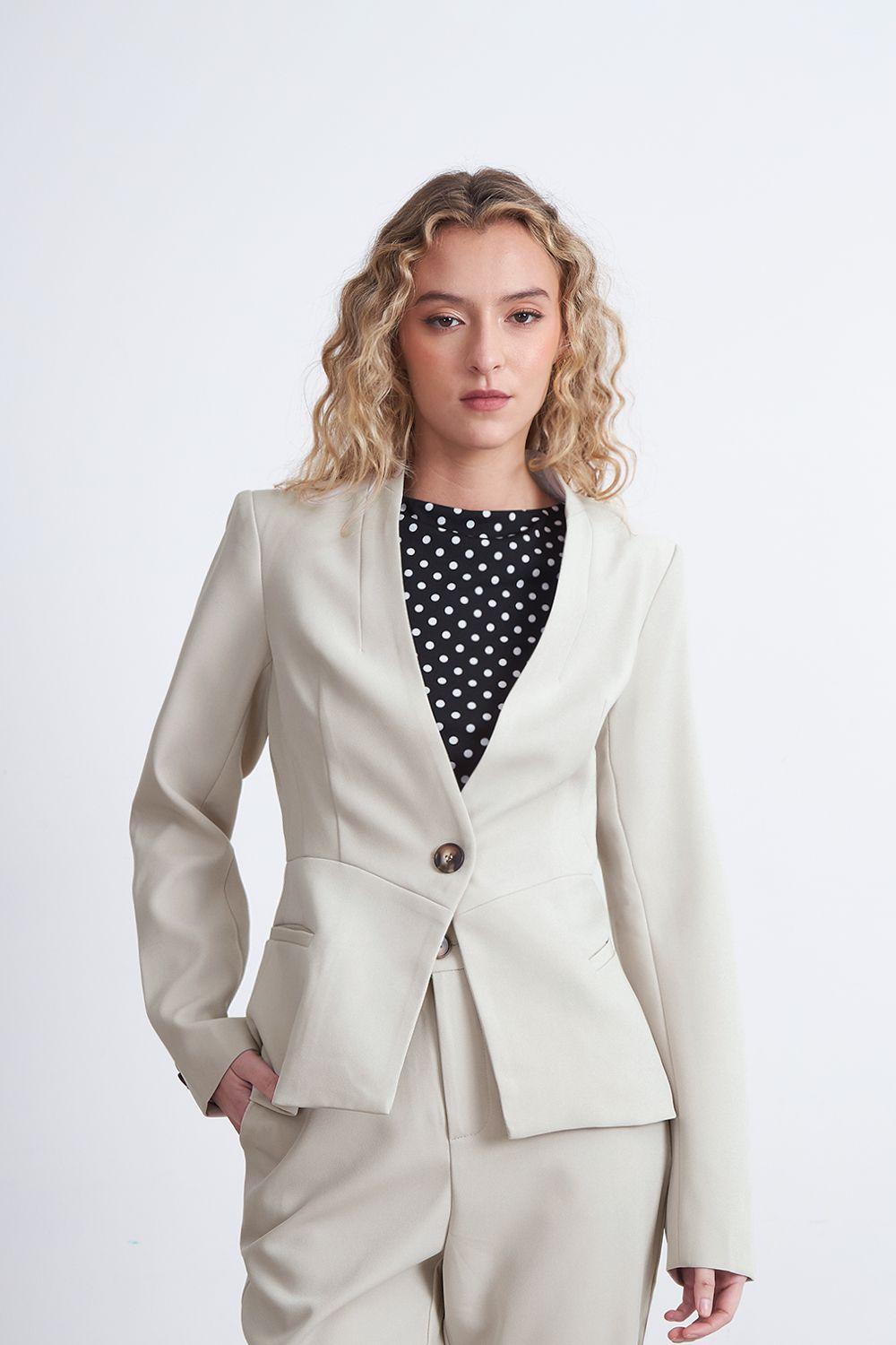 Blazer Básico Sastrero Blanco Nicopoly-4