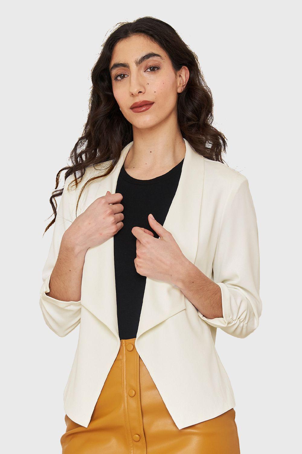 Blazer Solapa Manga 3/4 Blanco Nicopoly-4