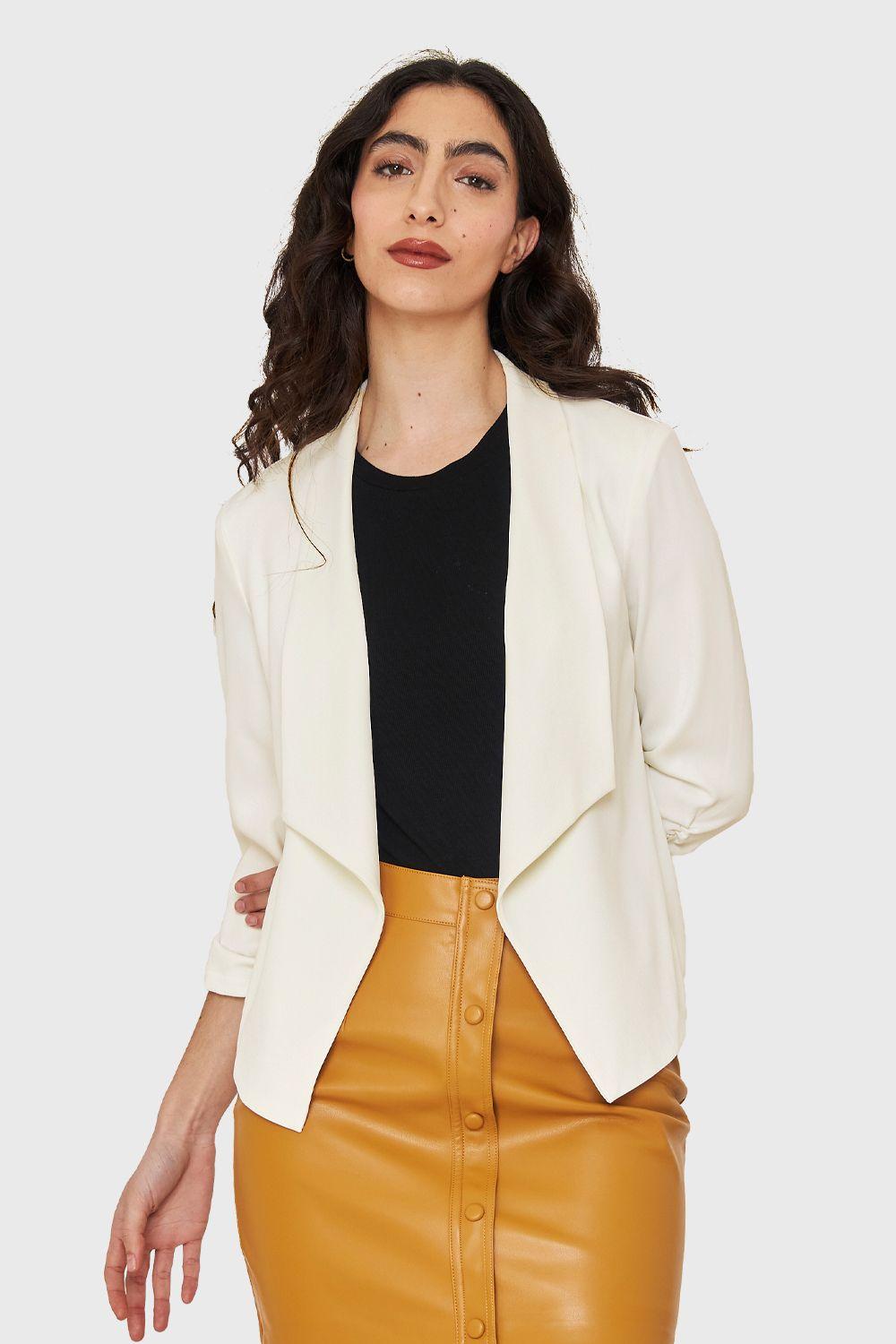 Blazer Solapa Manga 3/4 Blanco Nicopoly-0
