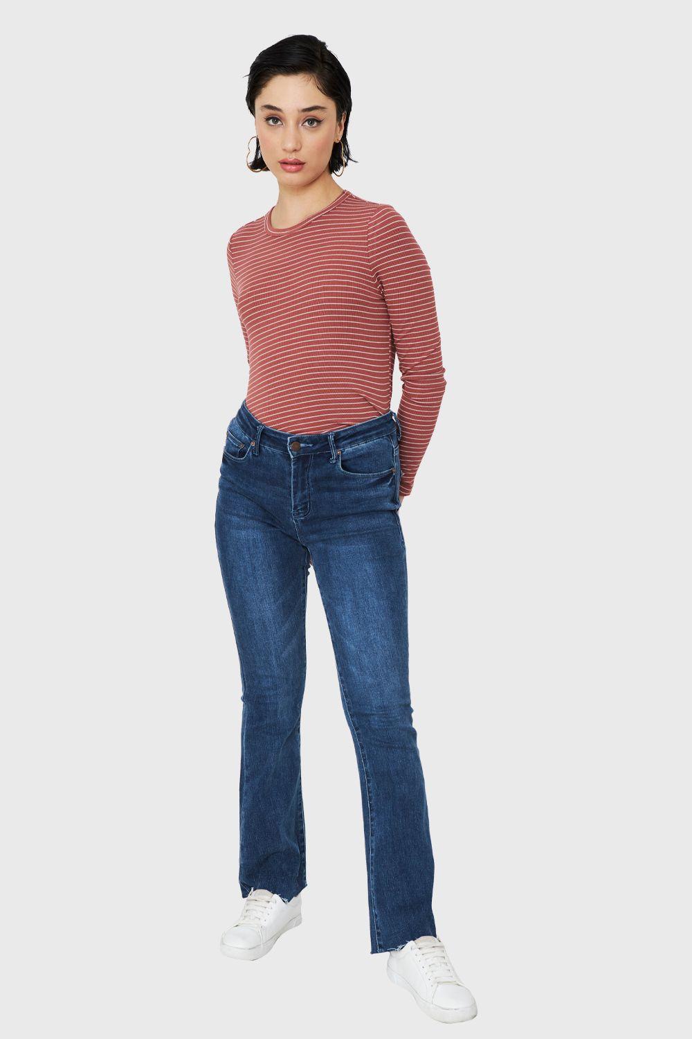 Polera Básica Rayas Terracota Nicopoly-1