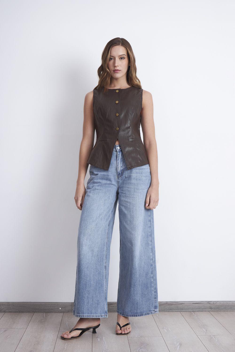 Gilet Eco Cuero Café Nicopoly-1