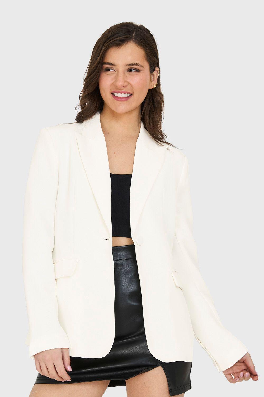 Blazer Bolsillos y Botón Blanco Nicopoly-0
