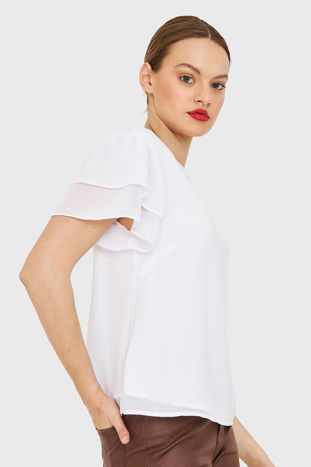 Blusa Mangas Vuelos Blanco Nicopoly-2