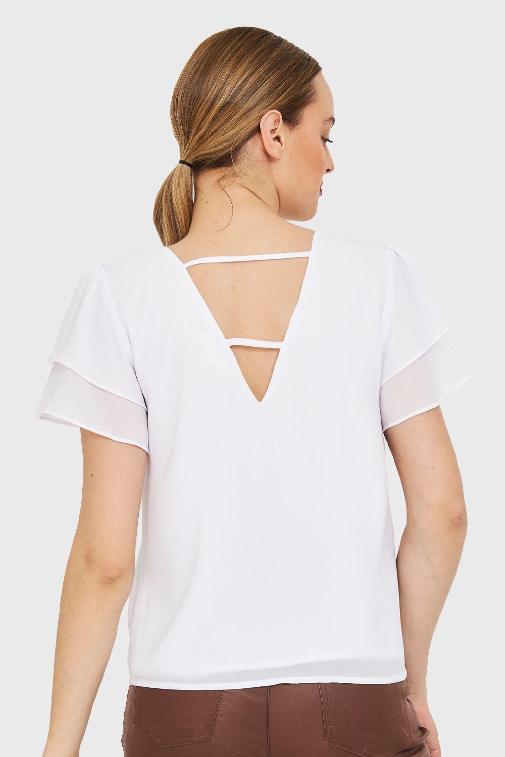 Blusa Mangas Vuelos Blanco Nicopoly-3