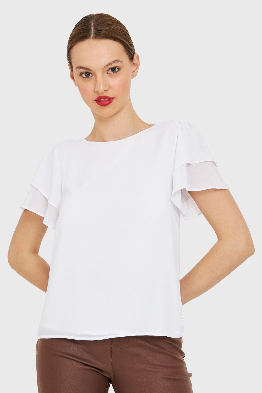 Blusa Mangas Vuelos Blanco Nicopoly-4