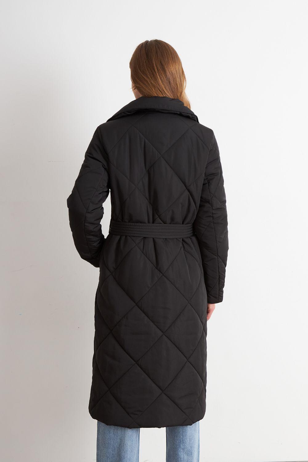 Parka Acolchada con Cinturón Lazo Negro Nicopoly-3