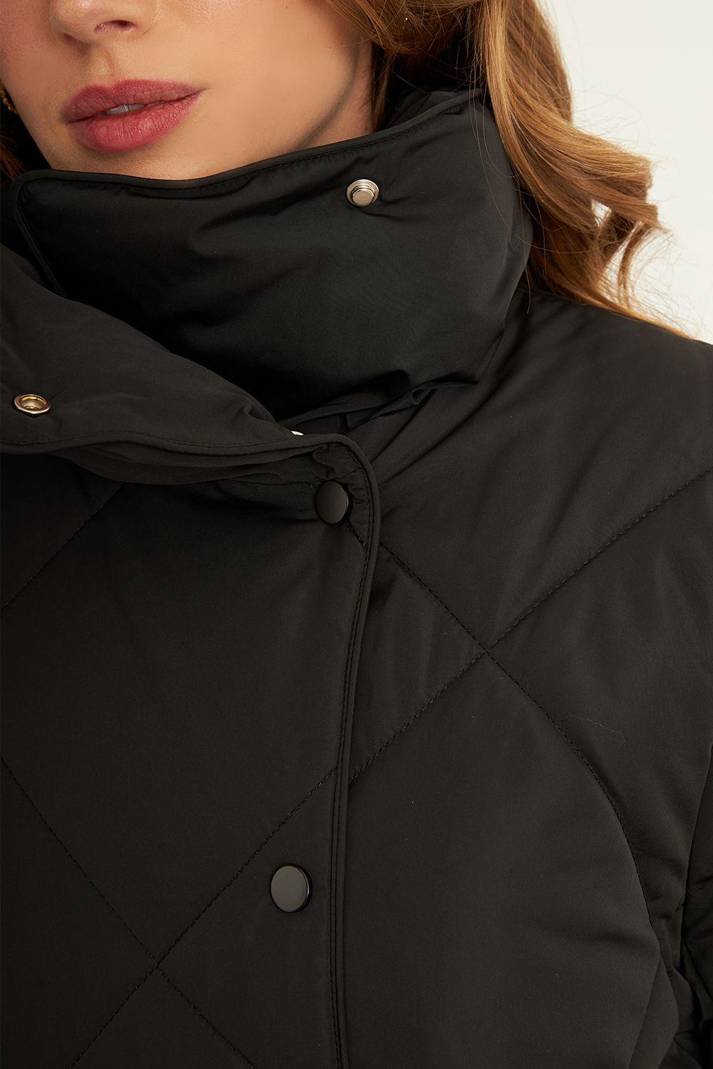 Parka Acolchada con Cinturón Lazo Negro Nicopoly-5