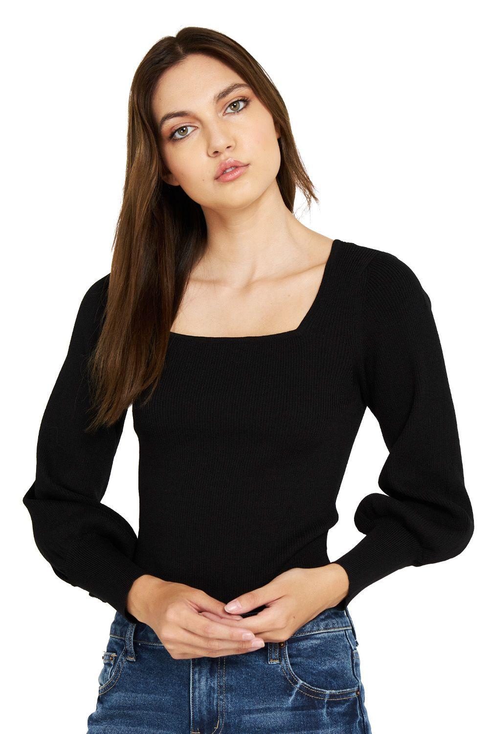 Body Escote Cuadrado Negro Nicopoly-0