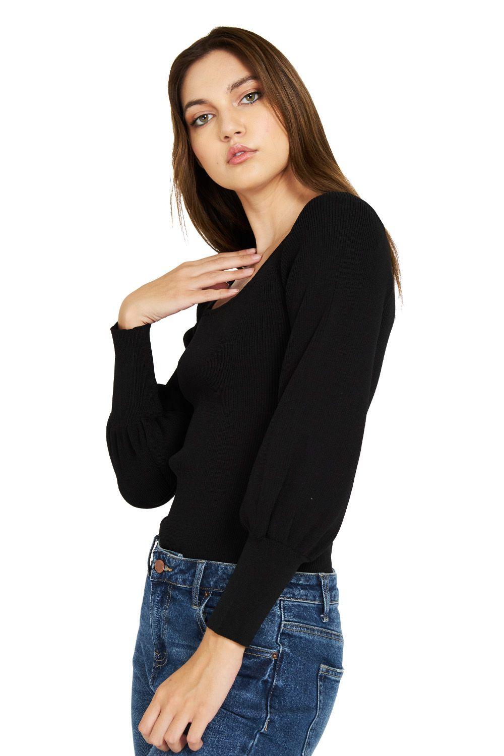 Body Escote Cuadrado Negro Nicopoly-2