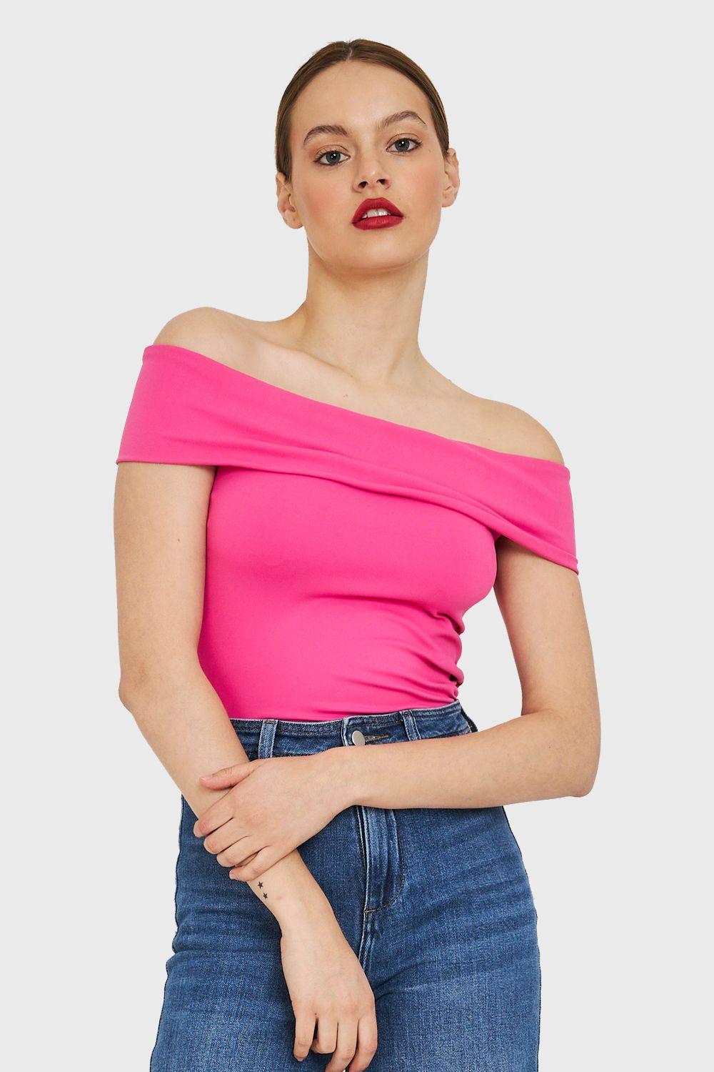 Top Hombros Caídos Fucsia Nicopoly-0