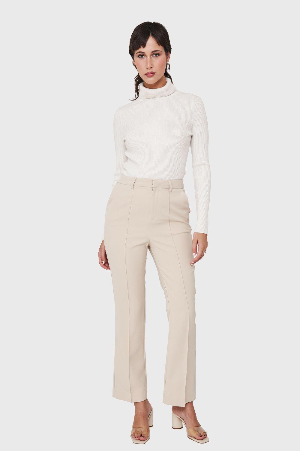 Sweater Tejido Canalé Blanco Invierno Nicopoly-1