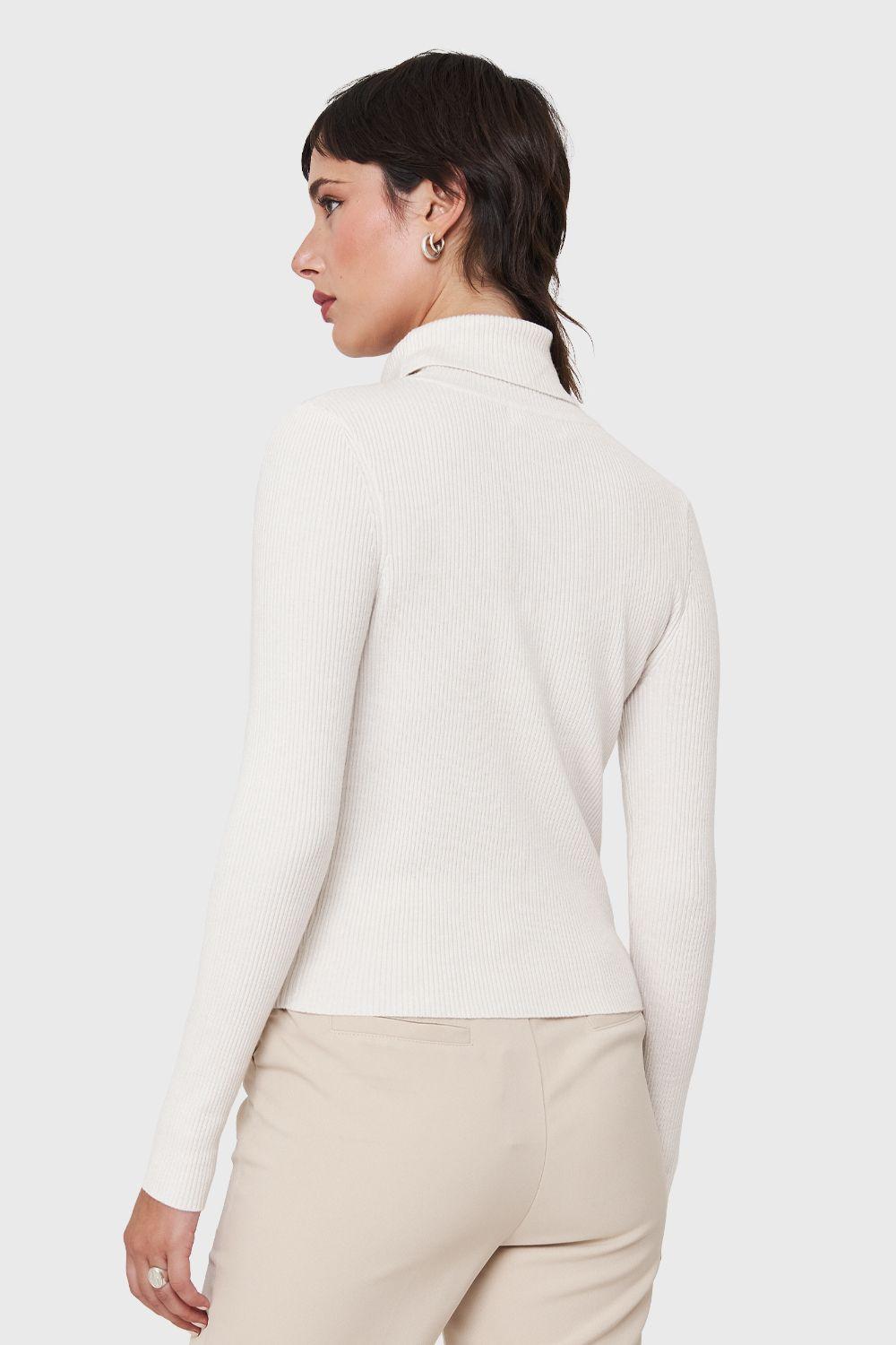 Sweater Tejido Canalé Blanco Invierno Nicopoly-3