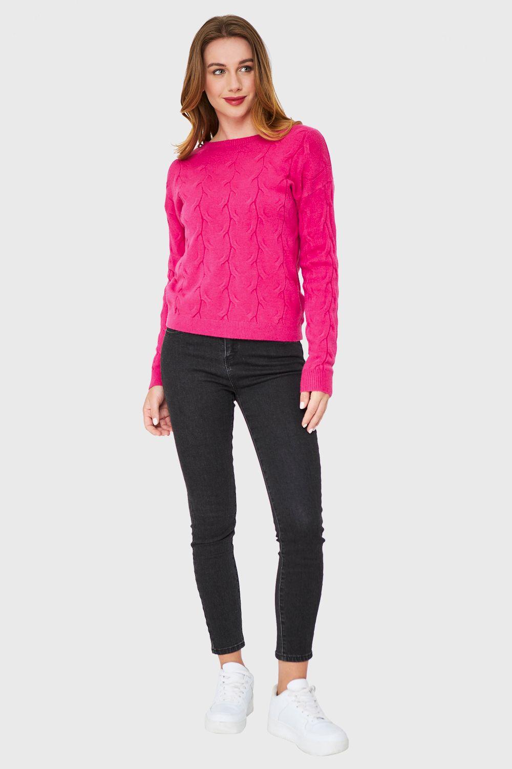 Sweater Patrón Trenzas Fucsia Nicopoly-1
