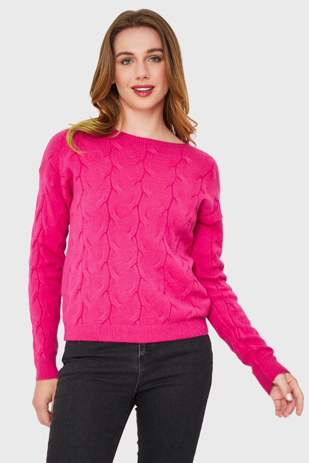 Sweater Patrón Trenzas Fucsia Nicopoly-4