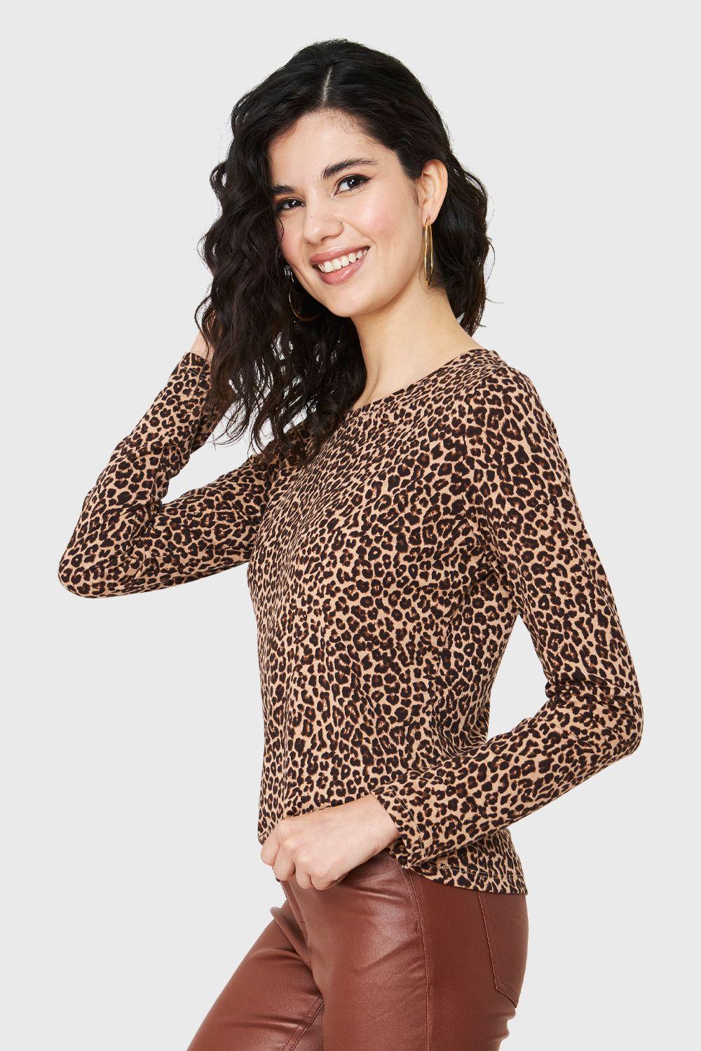 Polera Manga Larga Leopard Café Nicopoly-2