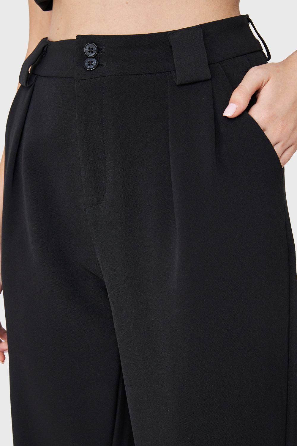Pantalón Recto Pinzas Negro Nicopoly-5
