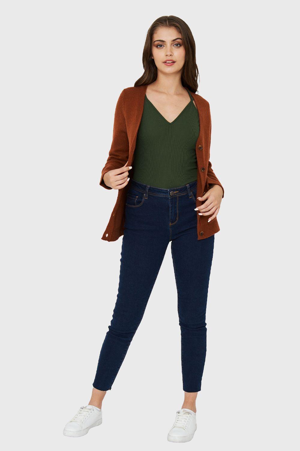 Cárdigan Abotonado Bolsillos Óxido Nicopoly-1