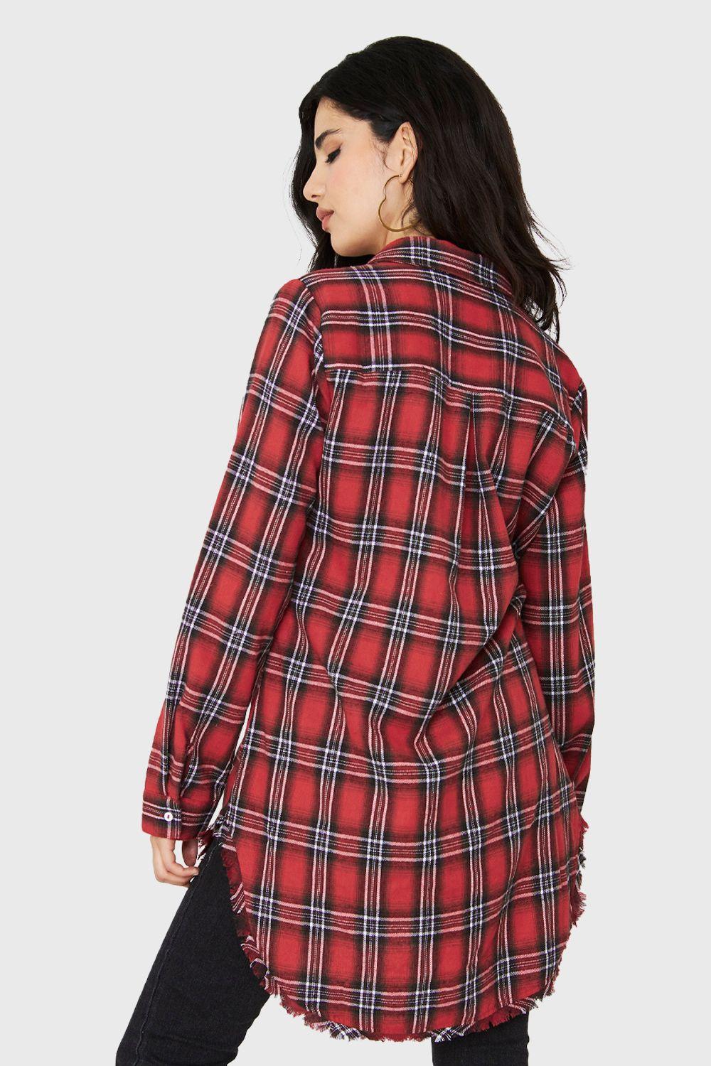 Camisa Cuadrillé Flecos Rojo Nicopoly-3