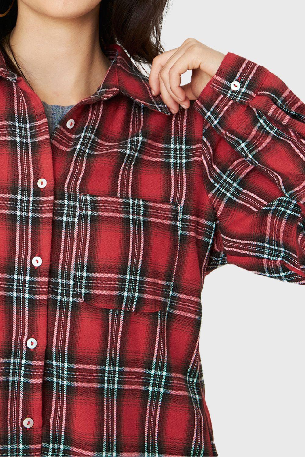 Camisa Cuadrillé Flecos Rojo Nicopoly-5