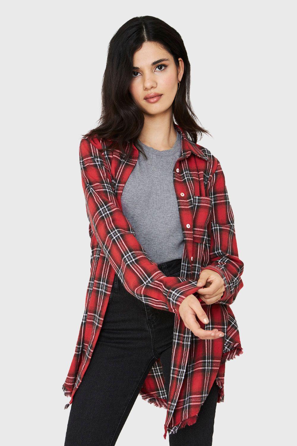 Camisa Cuadrillé Flecos Rojo Nicopoly-0
