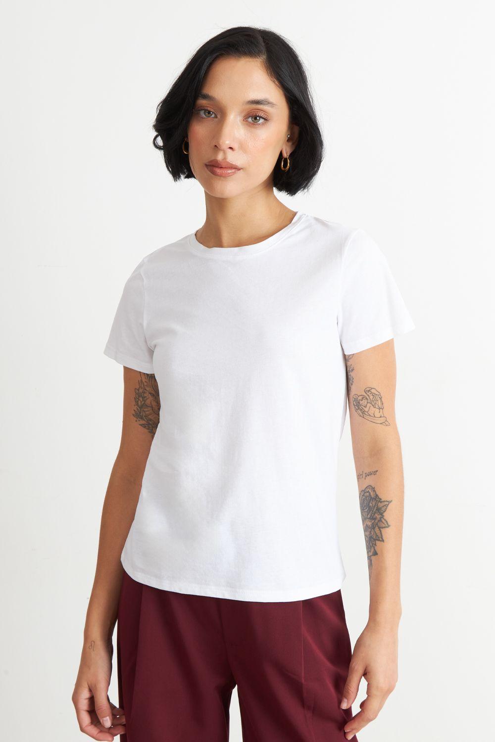 Polera Básica Cuello Redondo Blanco Nicopoly-0