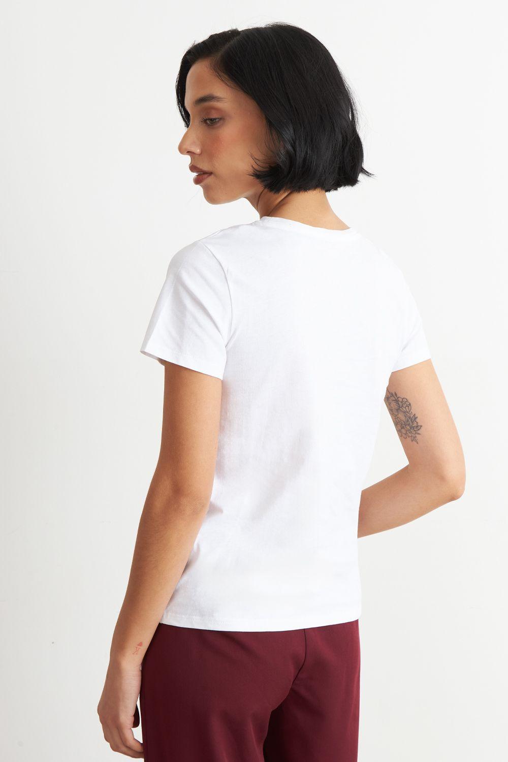 Polera Básica Cuello Redondo Blanco Nicopoly-3