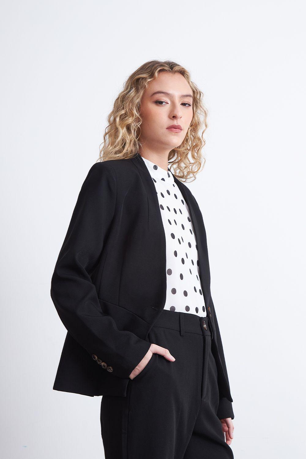 Blazer Básico Sastrero Negro Nicopoly-2