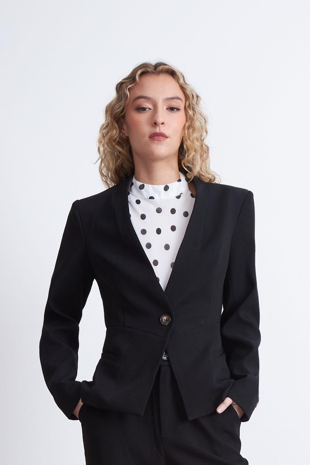 Blazer Básico Sastrero Negro Nicopoly-4
