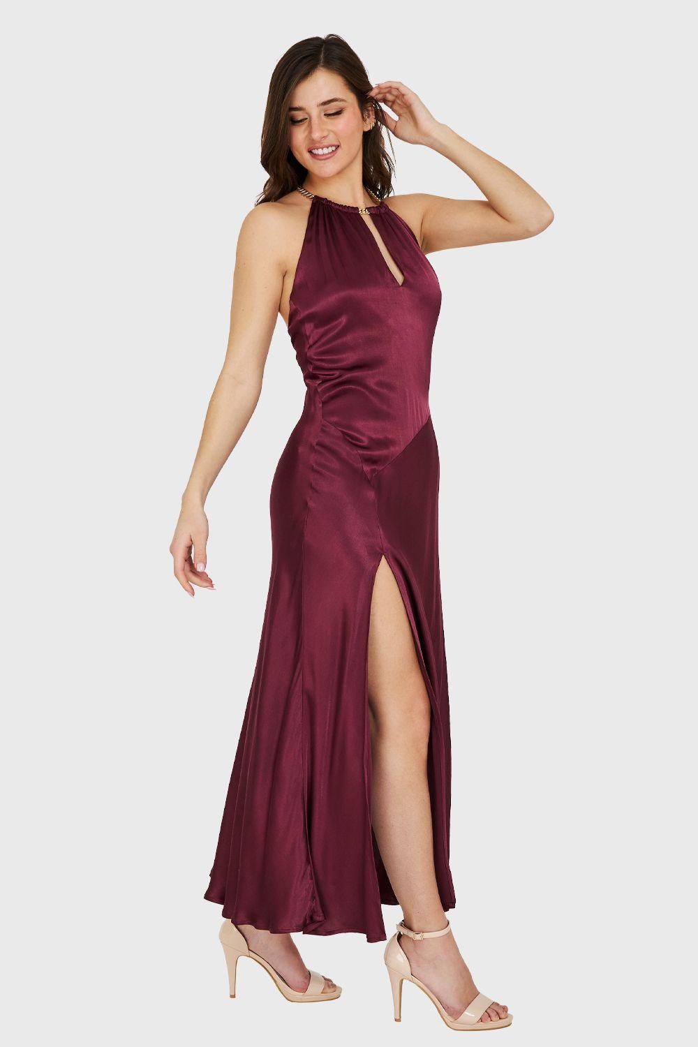 Vestido Halter Cadena Uva Nicopoly-2