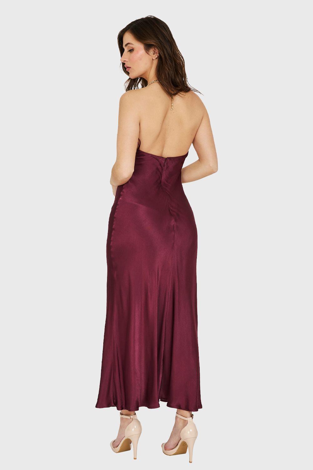 Vestido Halter Cadena Uva Nicopoly-3