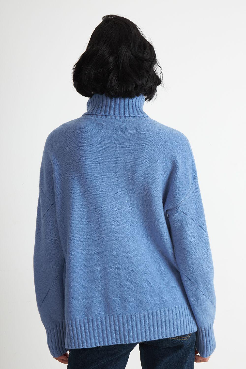 Sweater Cuello Alto Rombos Azul Nicopoly-3