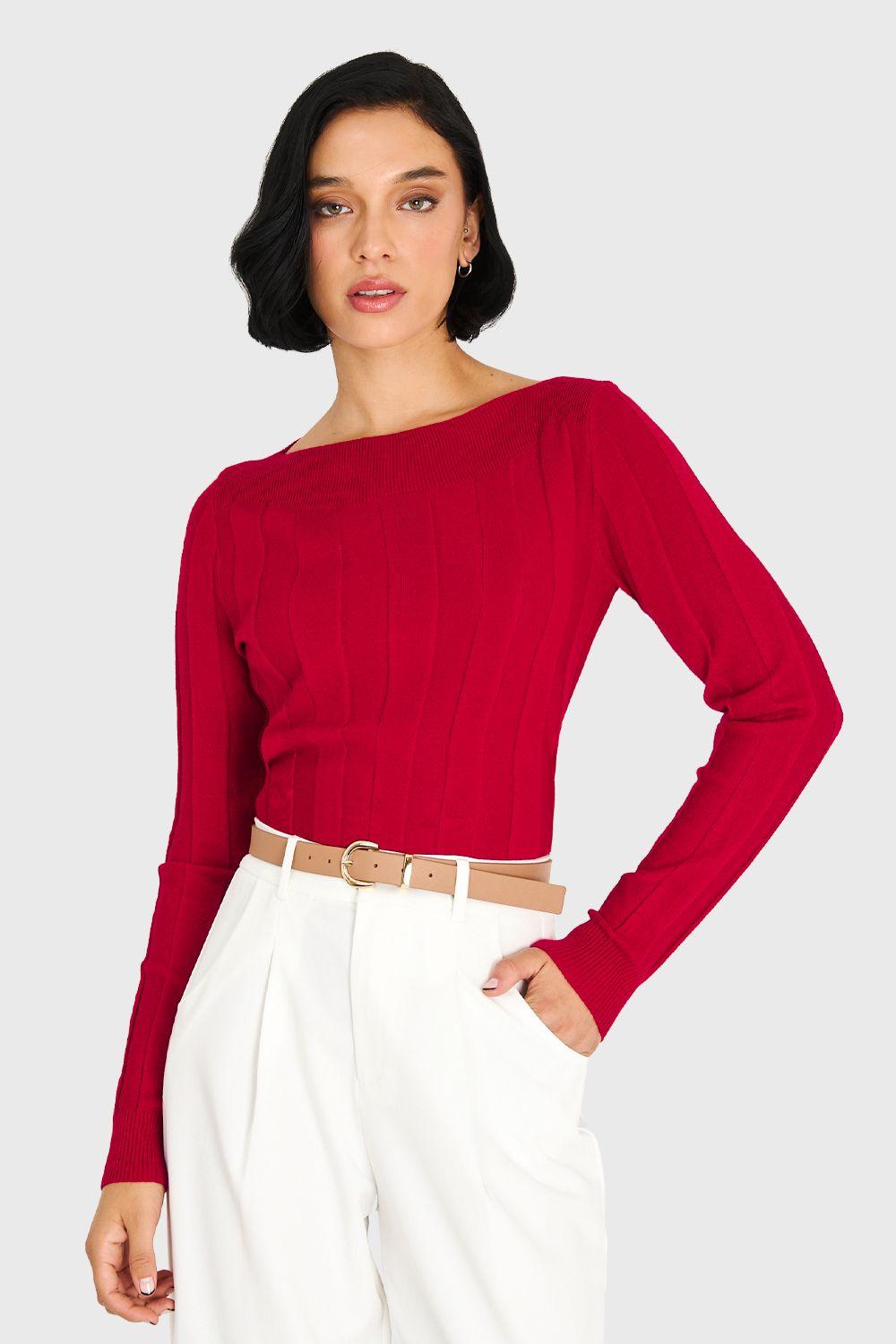 Sweater Cuello Bote Rojo Nicopoly-0