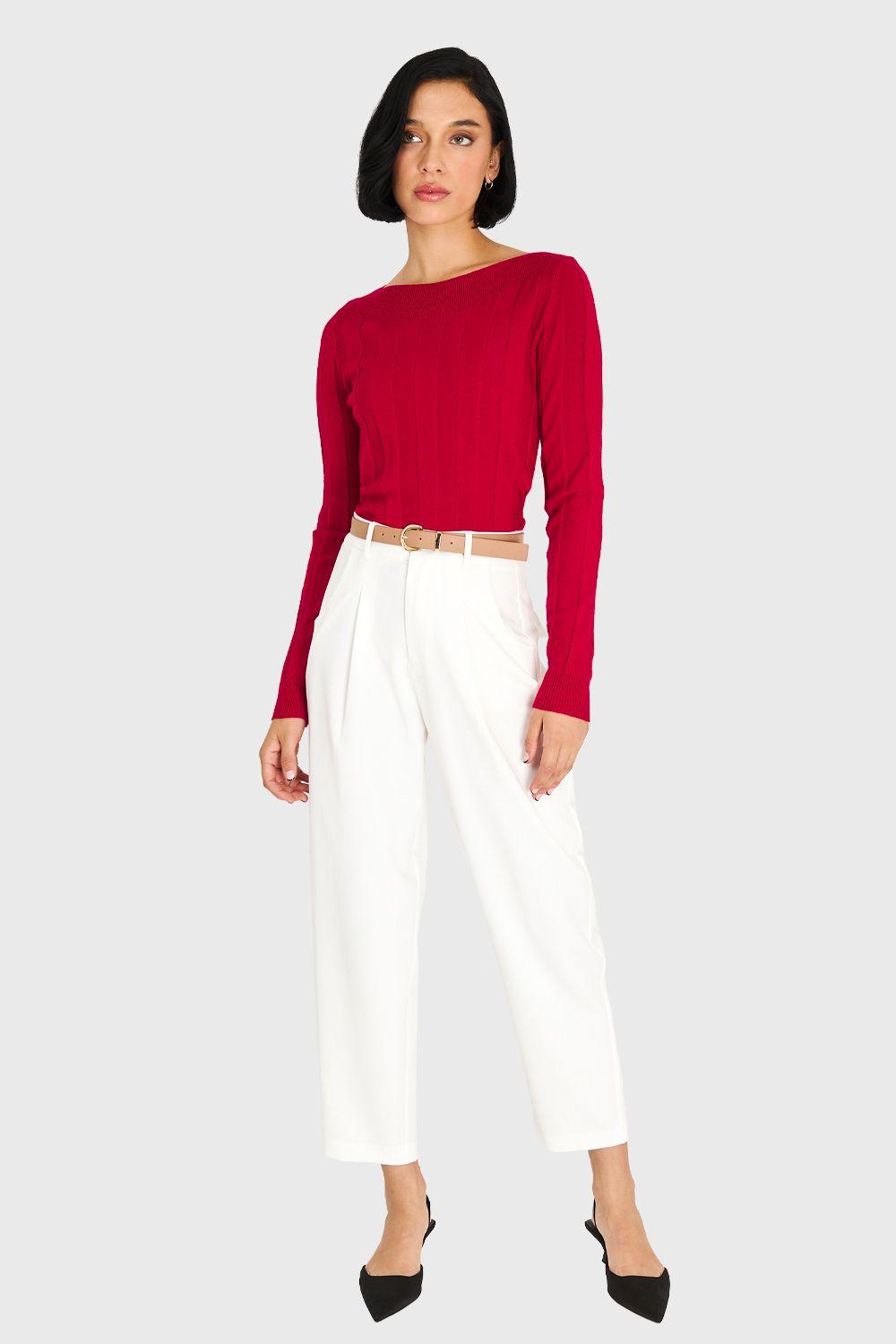 Sweater Cuello Bote Rojo Nicopoly-1