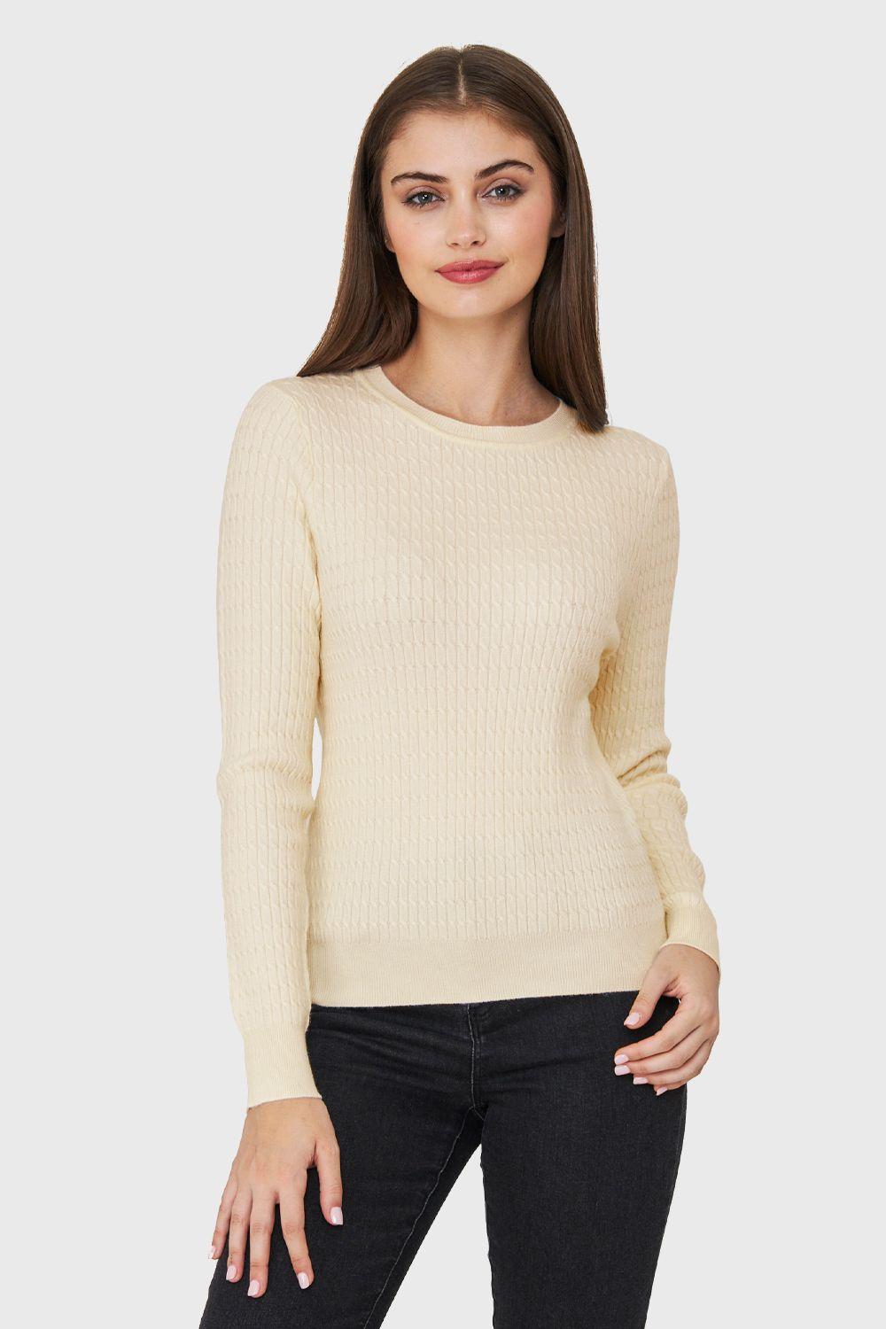 Sweater Punto Fino Cadenetas Blanco Nicopoly-0