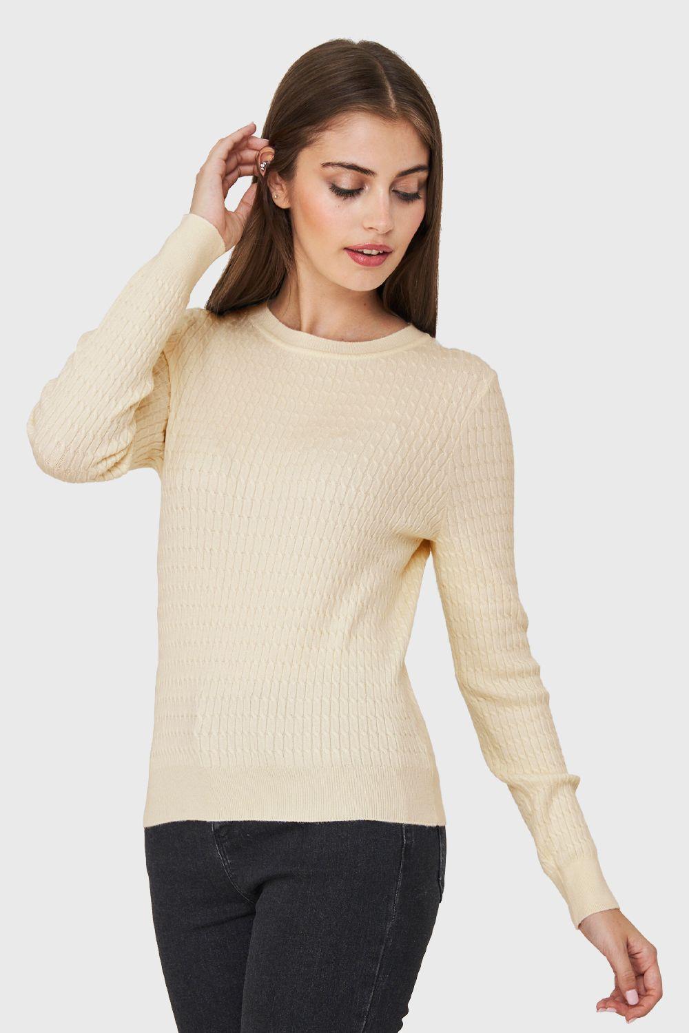 Sweater Punto Fino Cadenetas Blanco Nicopoly-2