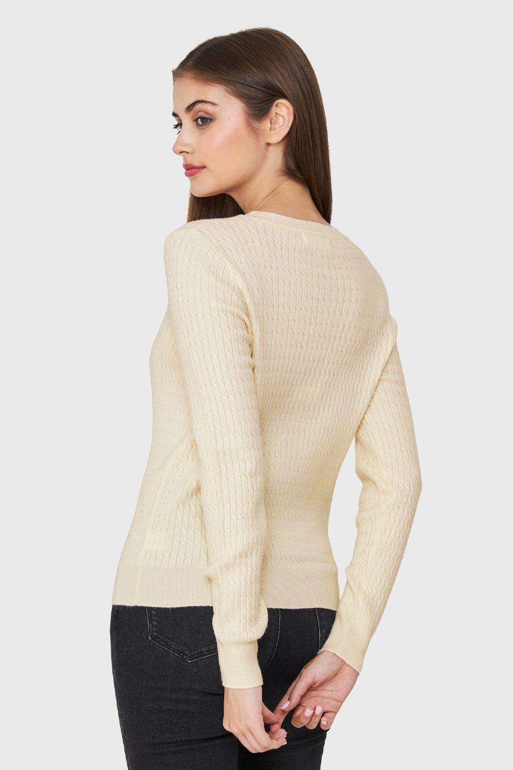 Sweater Punto Fino Cadenetas Blanco Nicopoly-3