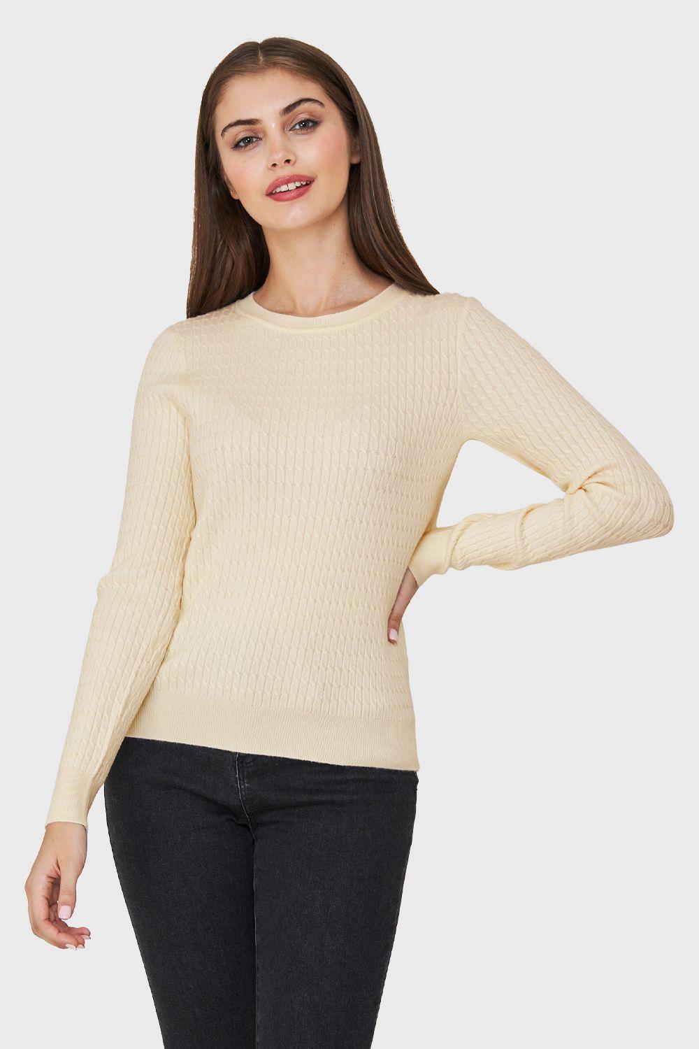 Sweater Punto Fino Cadenetas Blanco Nicopoly-4