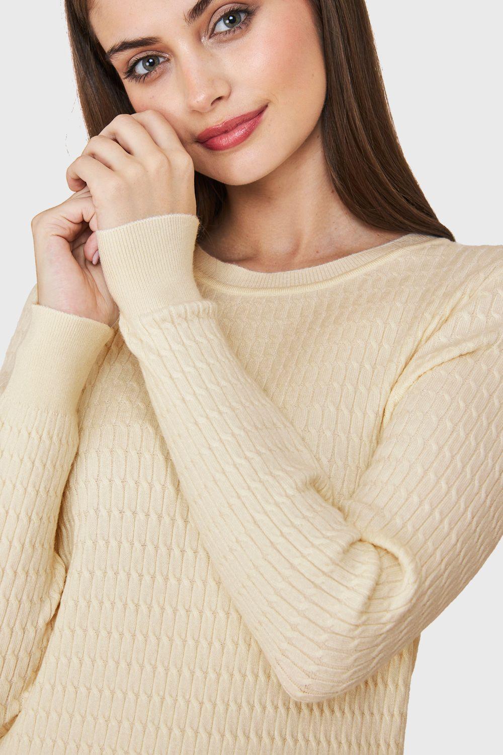 Sweater Punto Fino Cadenetas Blanco Nicopoly-5