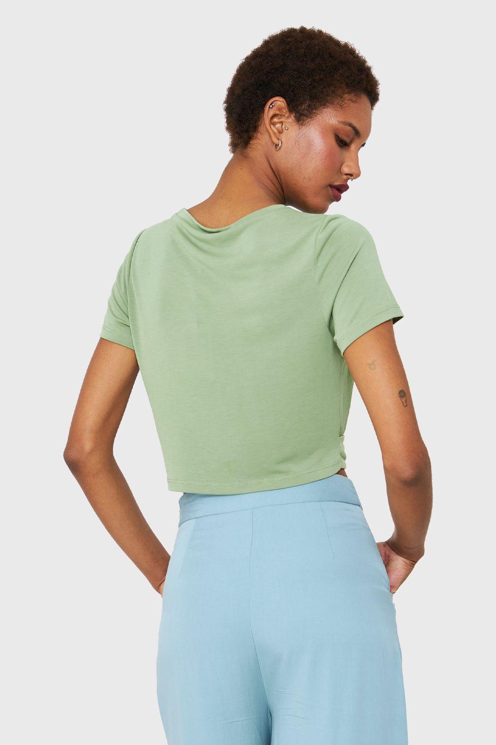 Polera Crop Nudo Verde Oliva Nicopoly-3