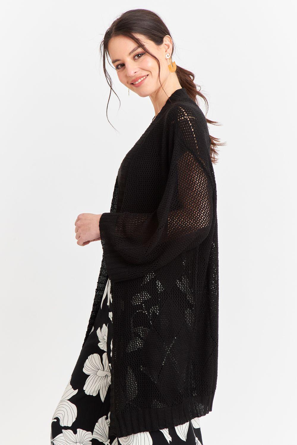 Tapado Tejido Tipo Crochet Negro Nicopoly-2