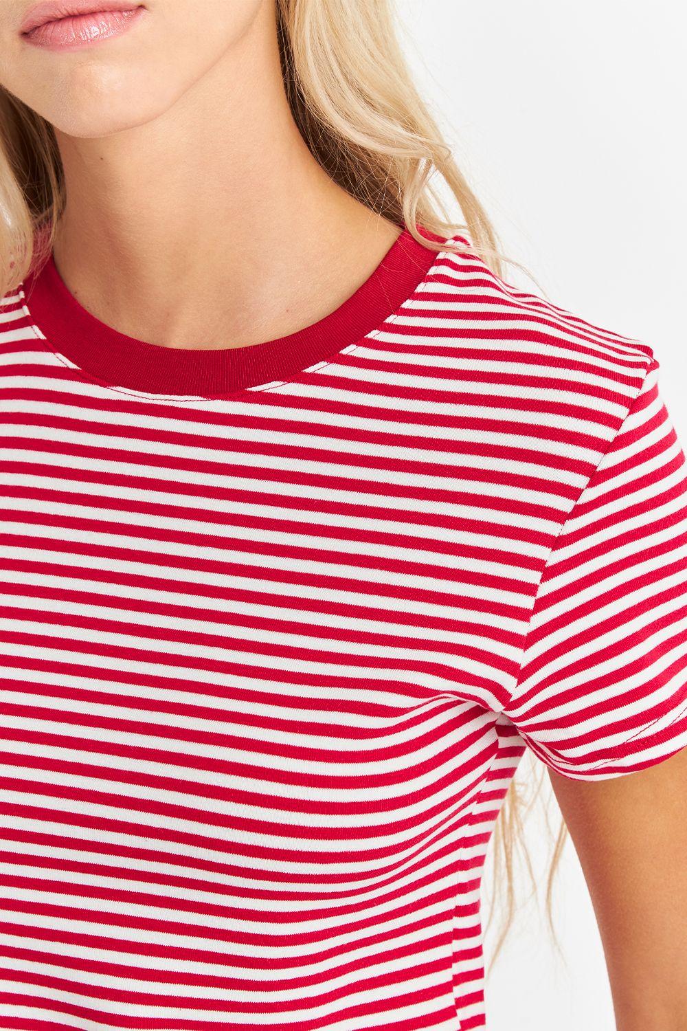 Polera Básica Cuello Redondo Líneas Rojo Nicopoly-5