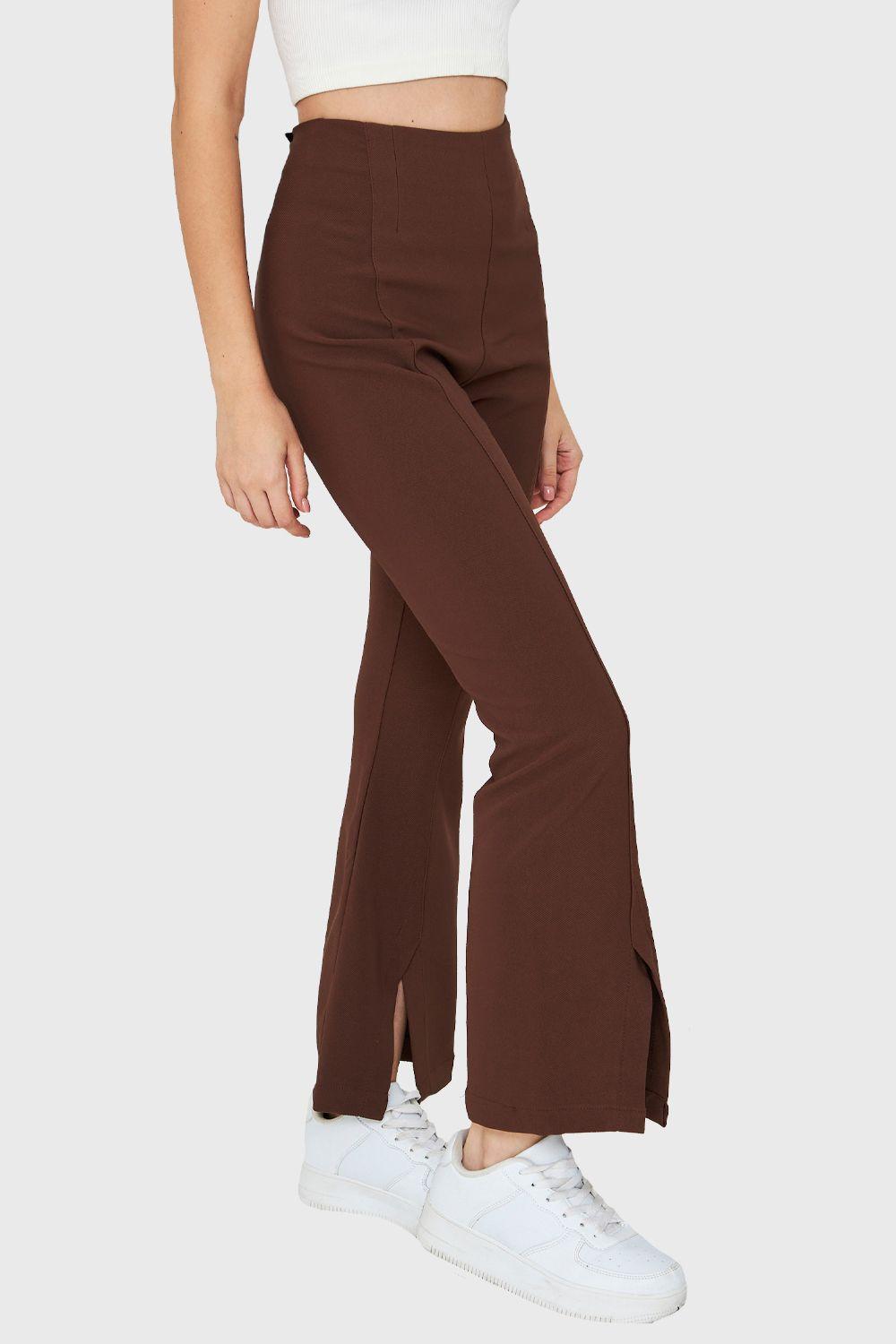 Pantalón Tajo Tobillo Café Nicopoly-2