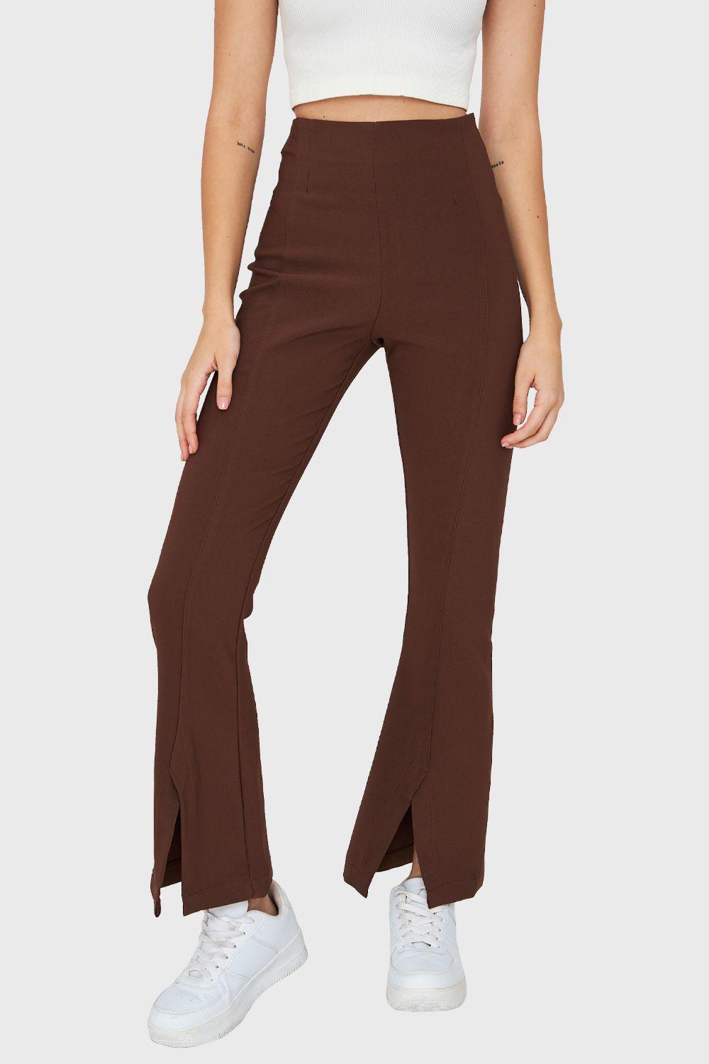 Pantalón Tajo Tobillo Café Nicopoly-4
