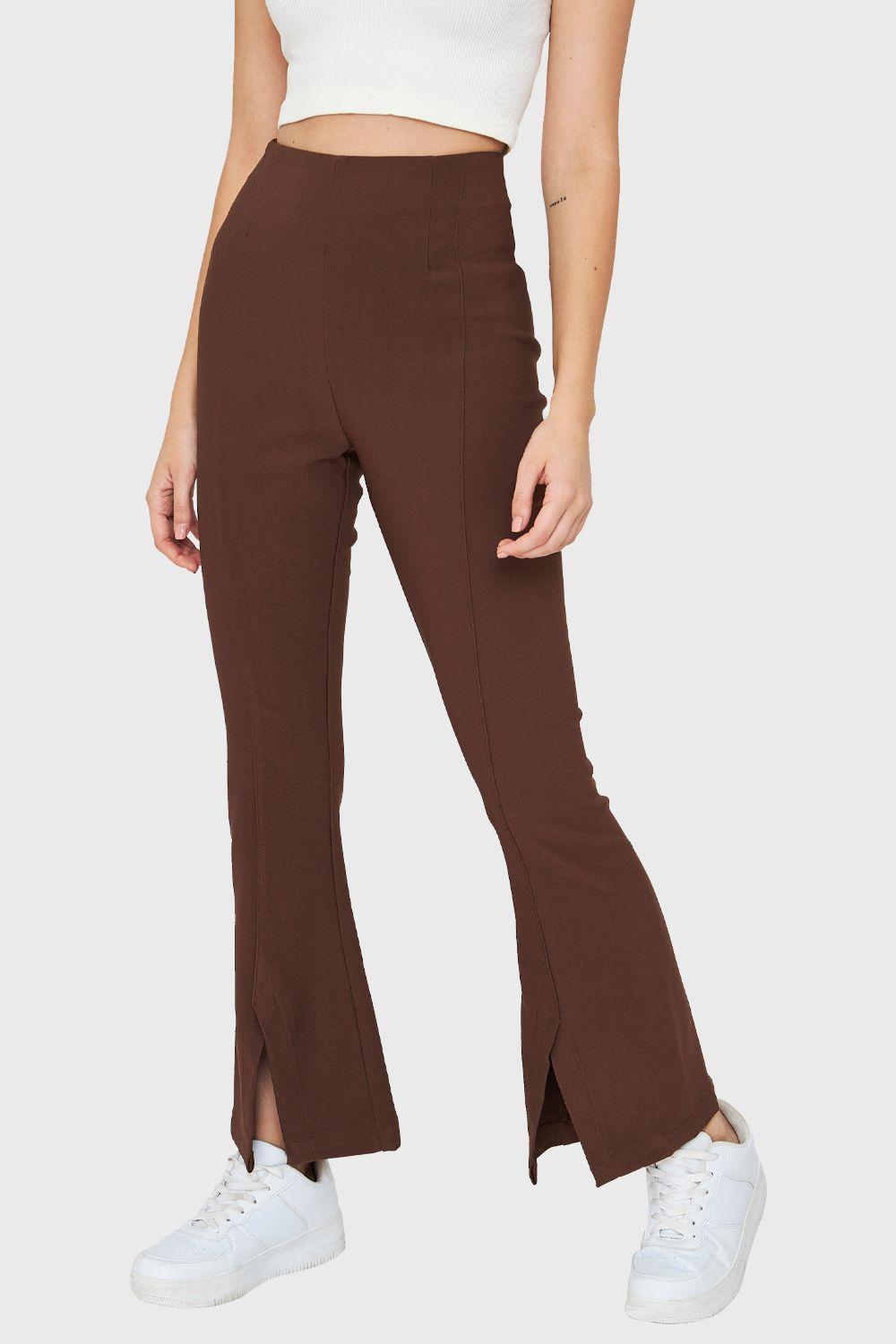 Pantalón Tajo Tobillo Café Nicopoly-0