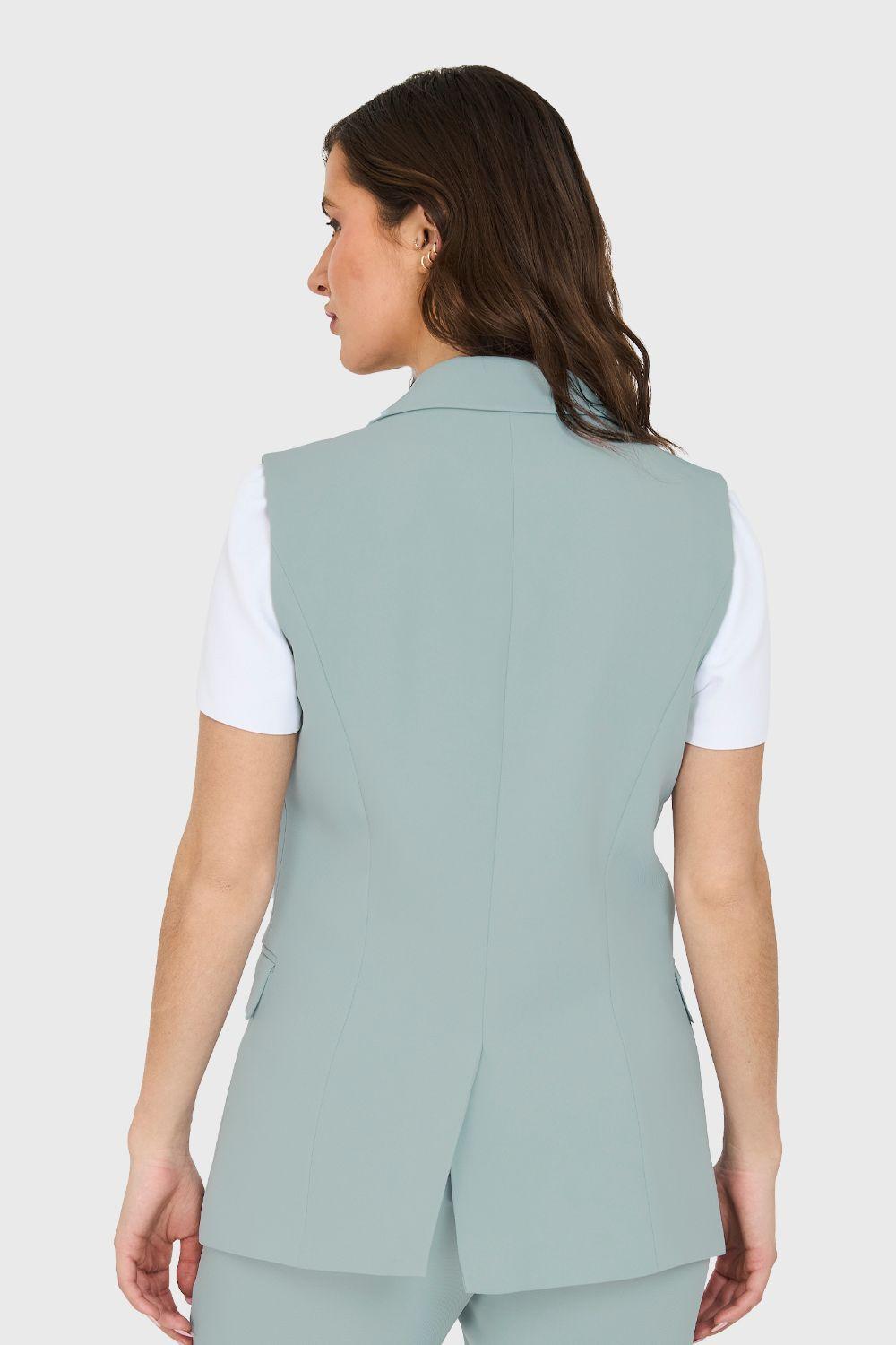 Blazer Sin Mangas Bolsillos Celeste Nicopoly-3