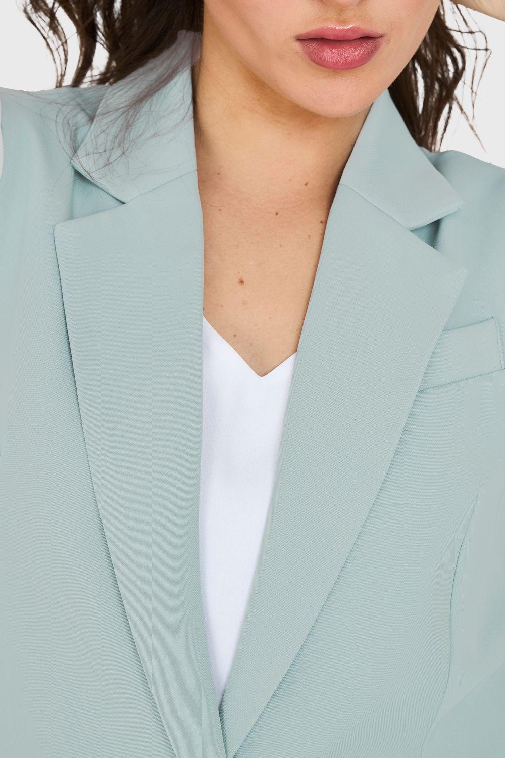 Blazer Sin Mangas Bolsillos Celeste Nicopoly-5